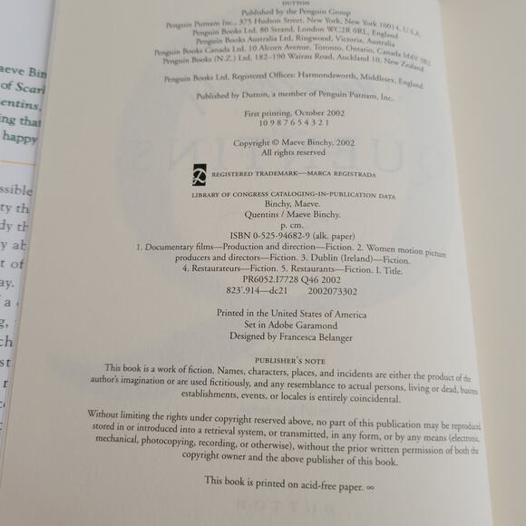 Quentins by Maeve Binchy Hard Cover Vintage - Picture 4 of 8